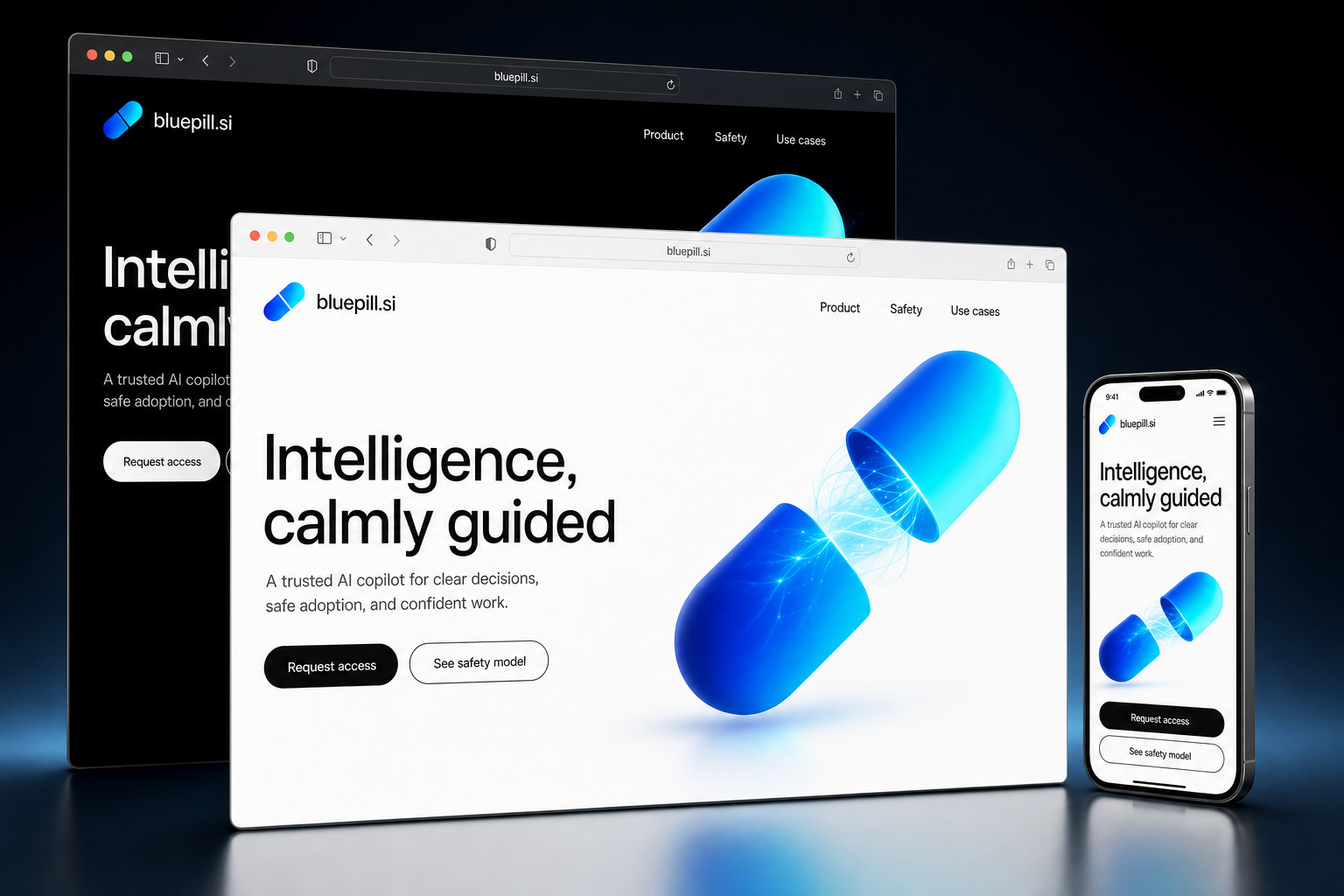 bluepill.si website concept preview enlarged