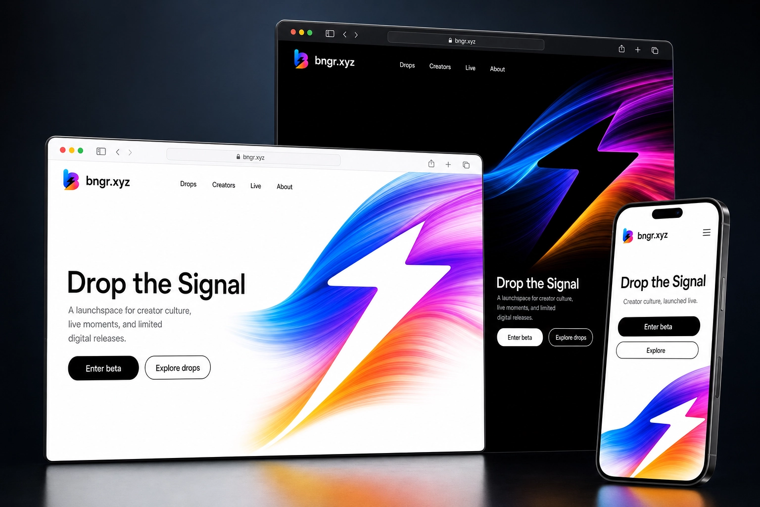 bngr.xyz website concept preview