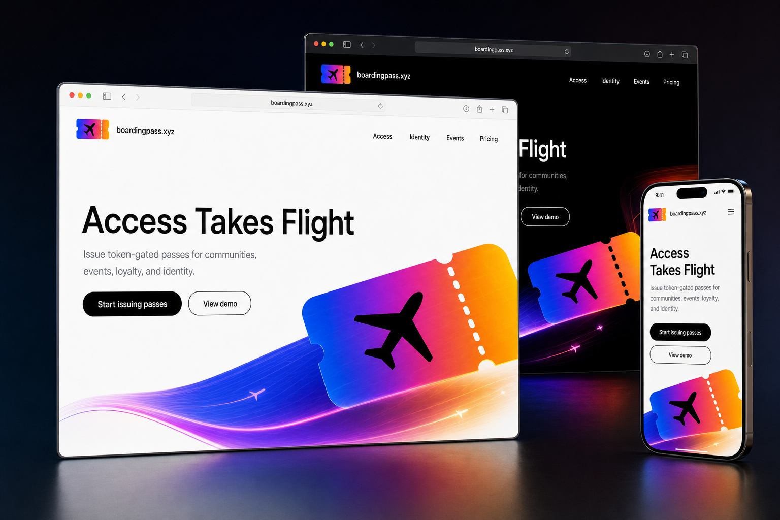 boardingpass.xyz website concept preview enlarged