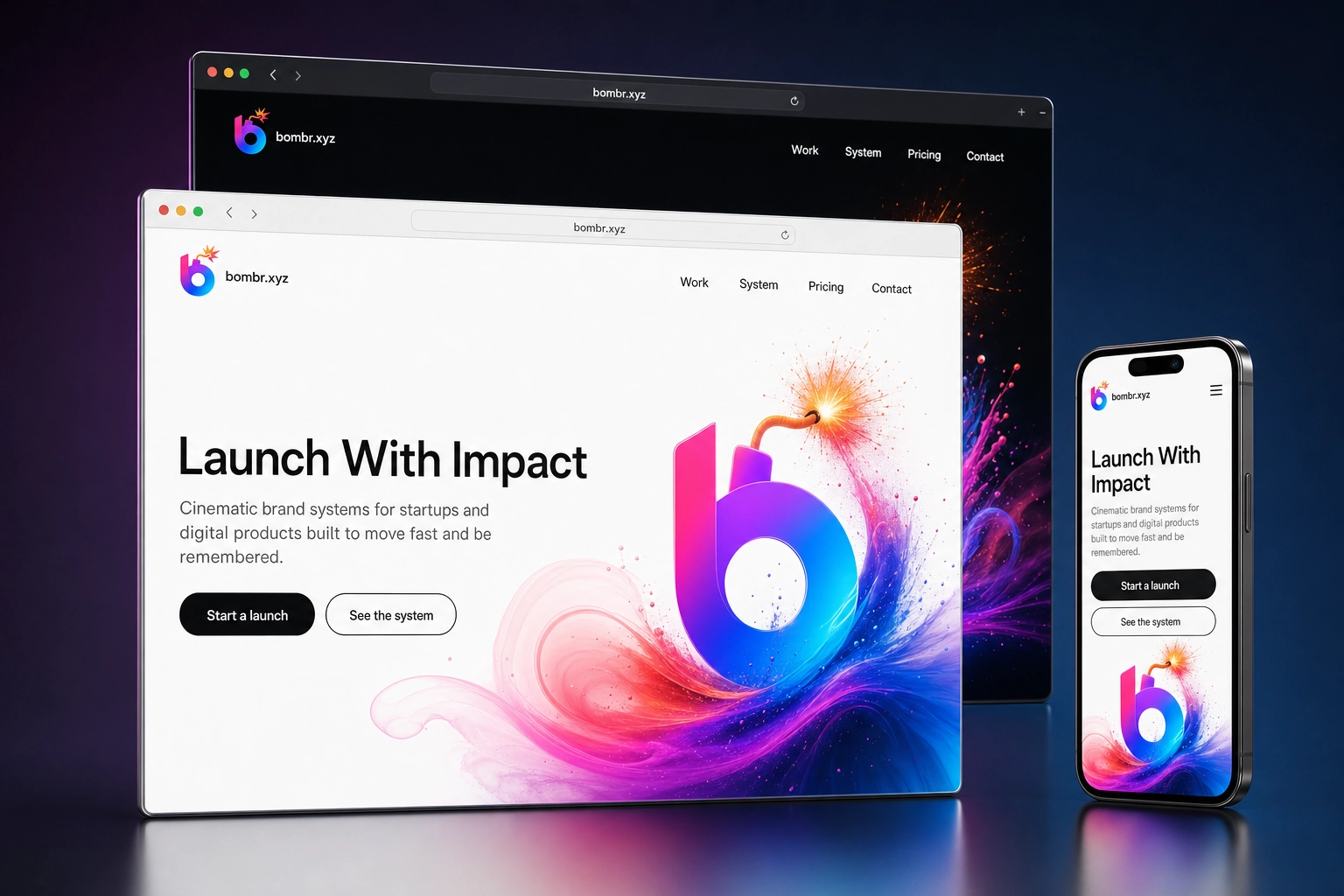 bombr.xyz website concept preview