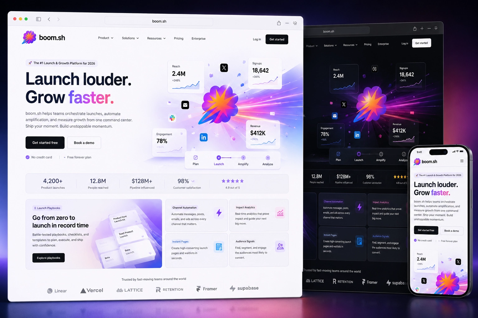 boom.sh website concept preview