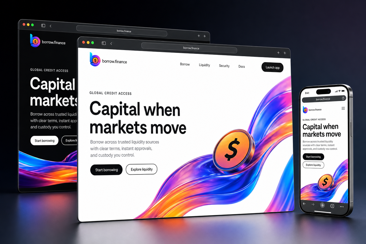 borrow.finance website concept preview