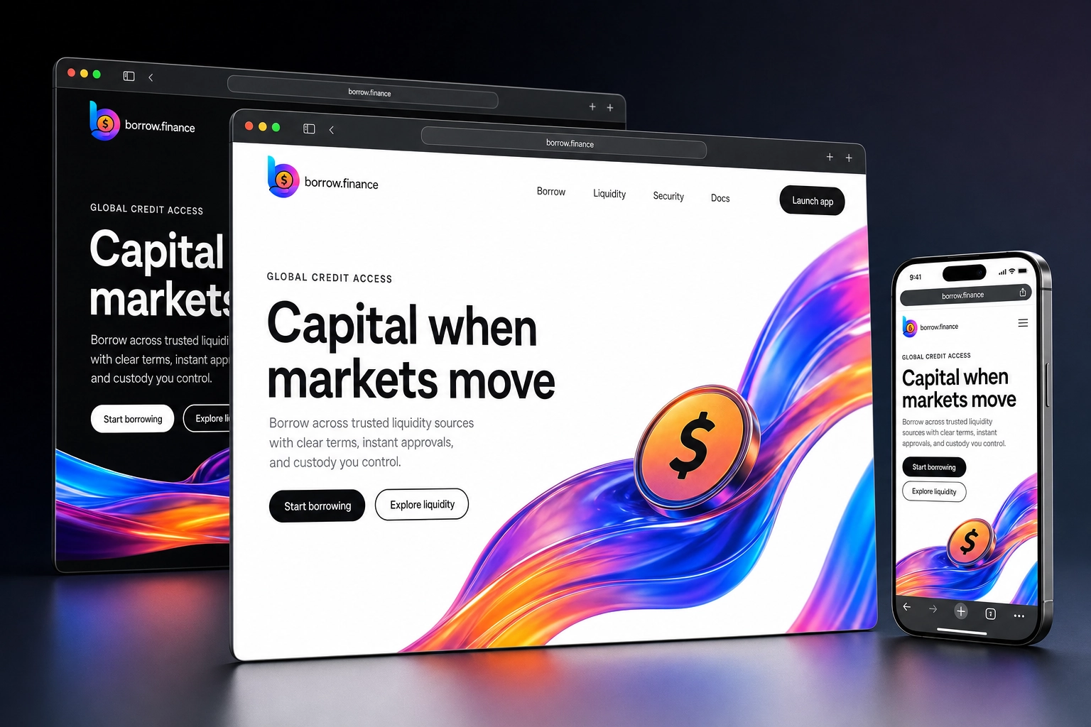 borrow.finance website concept preview