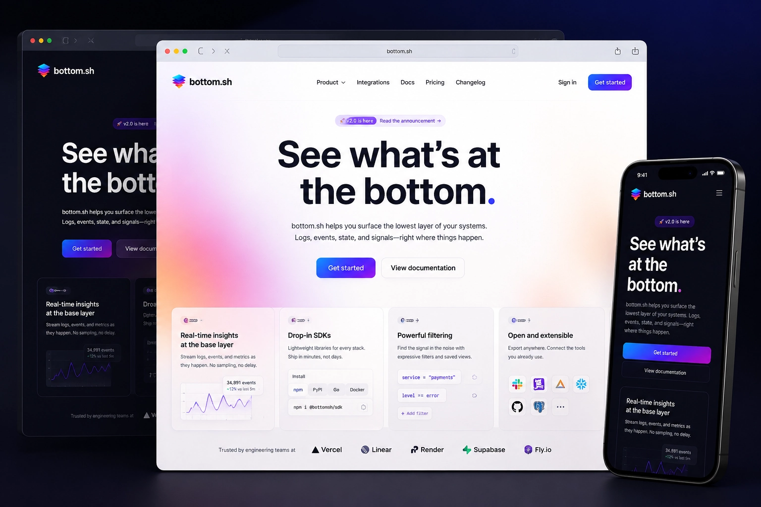 bottom.sh website concept preview