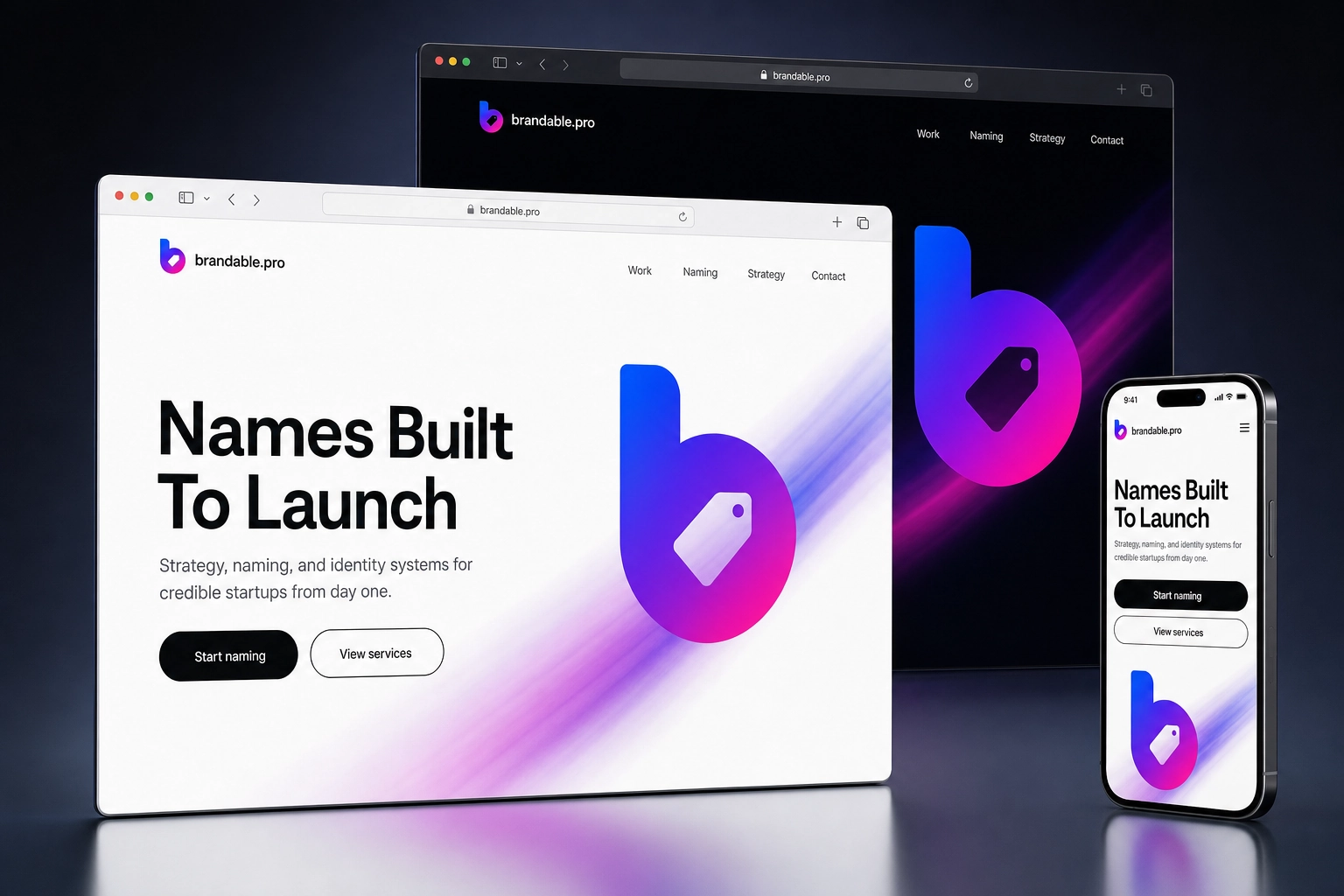 brandable.pro website concept preview