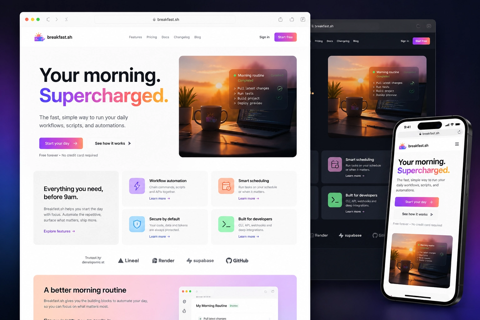 breakfast.sh website concept preview