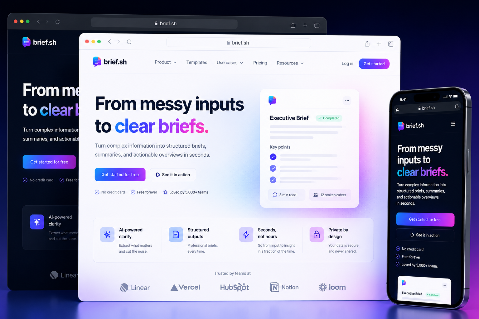 brief.sh website concept preview