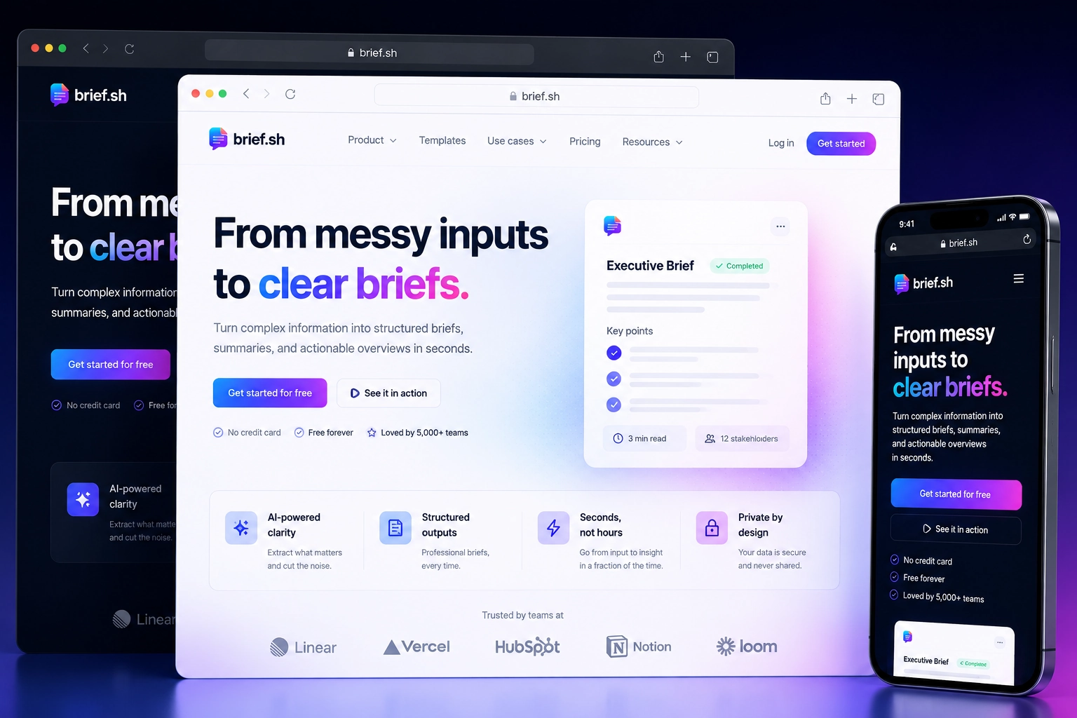 brief.sh website concept preview