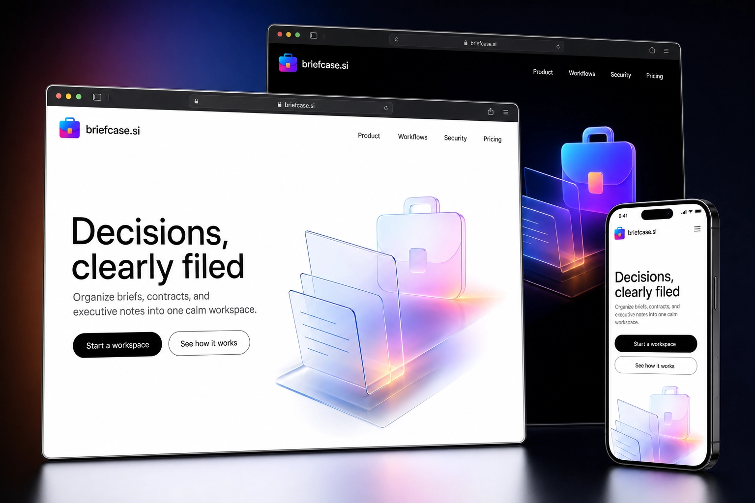briefcase.si website concept preview