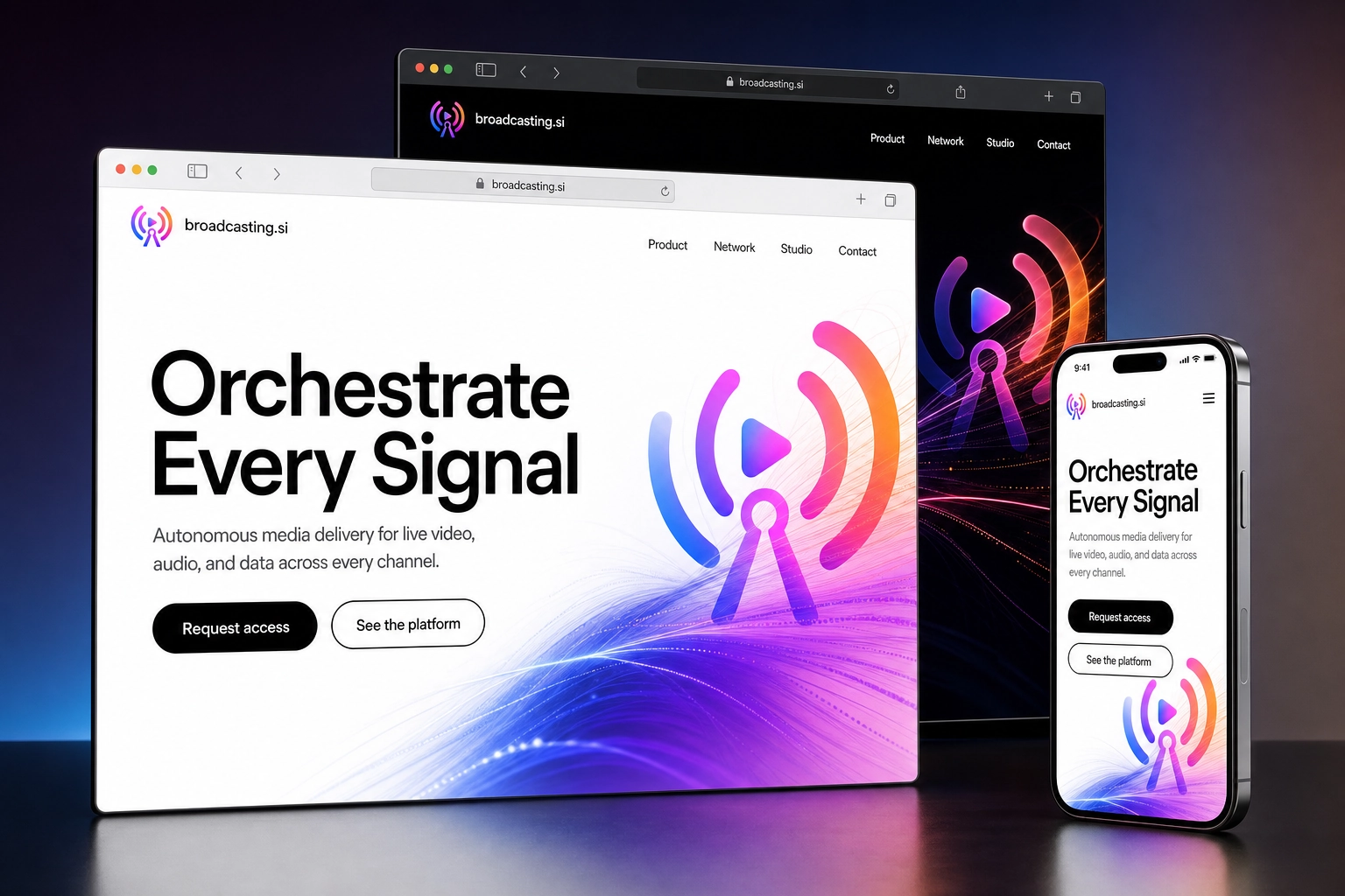 broadcasting.si website concept preview
