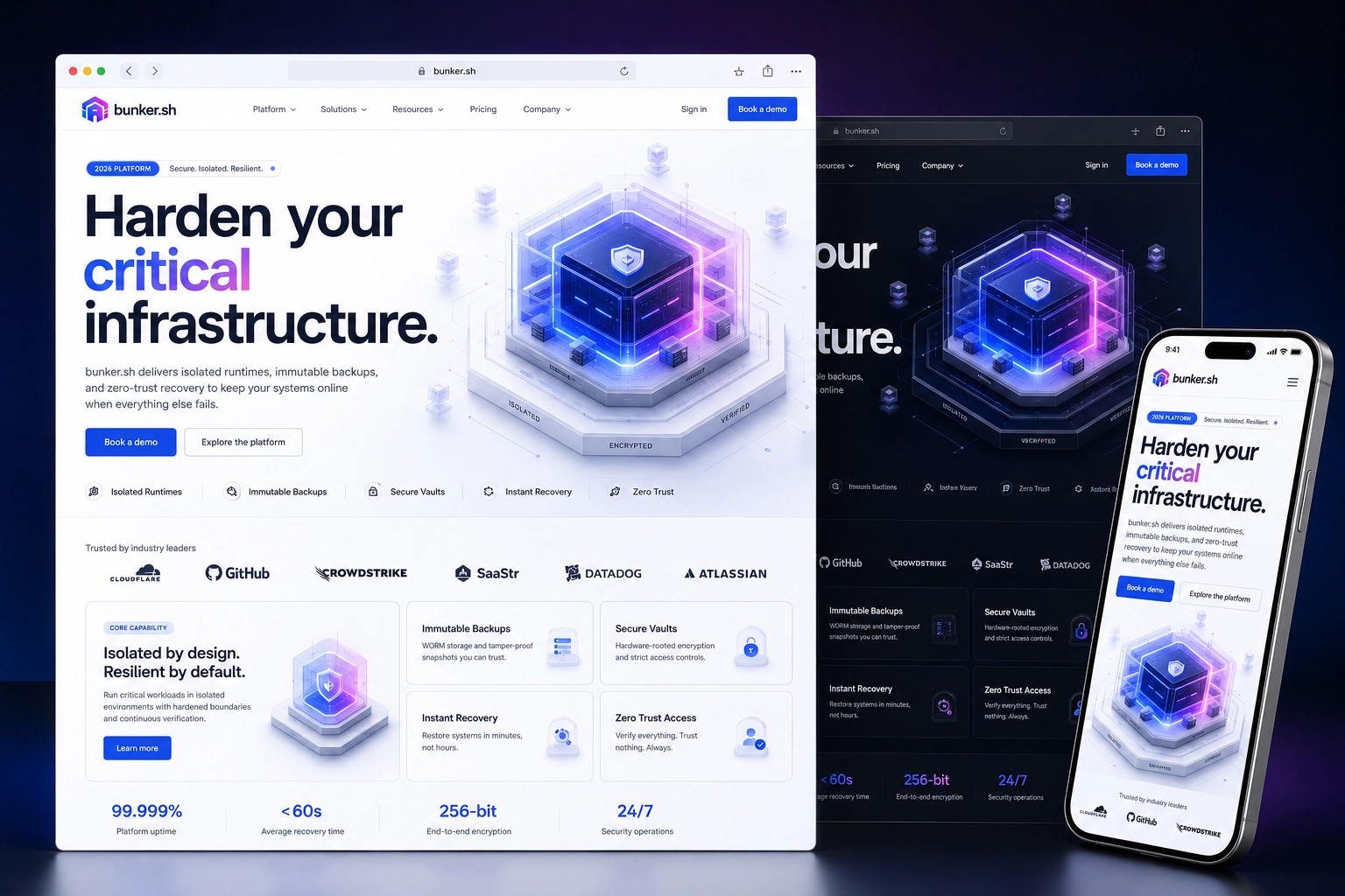 bunker.sh website concept preview