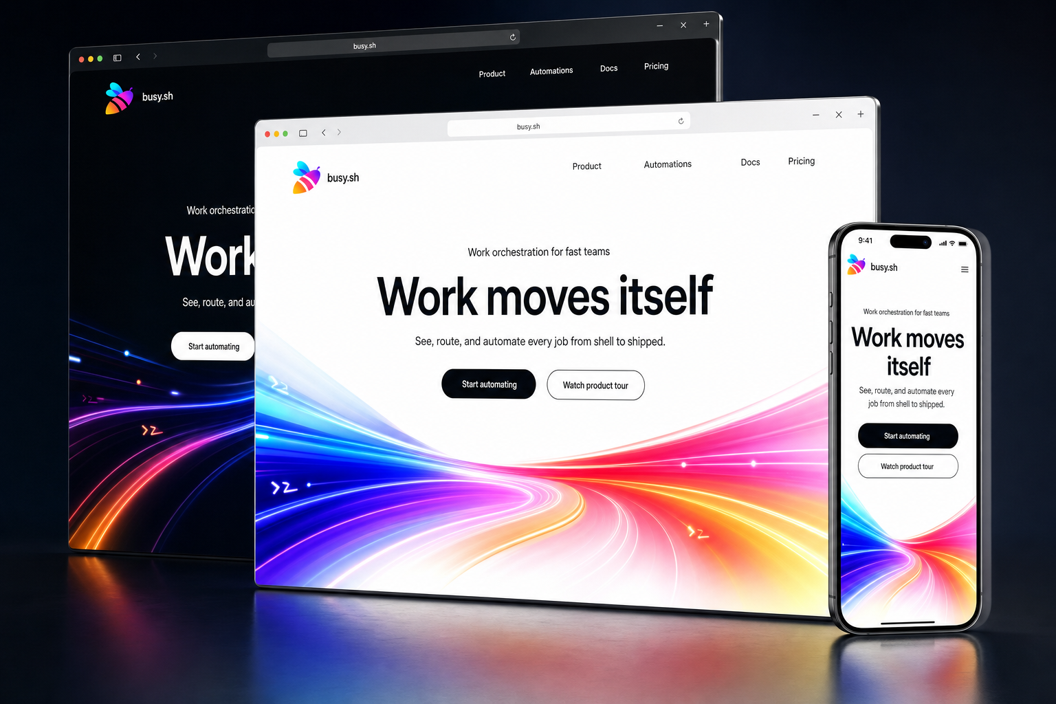 busy.sh website concept preview