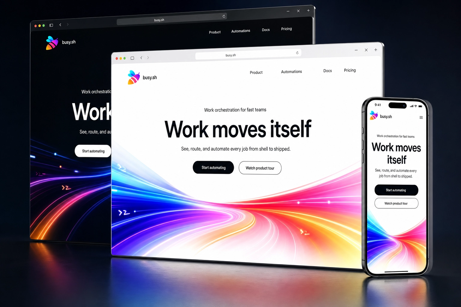 busy.sh website concept preview