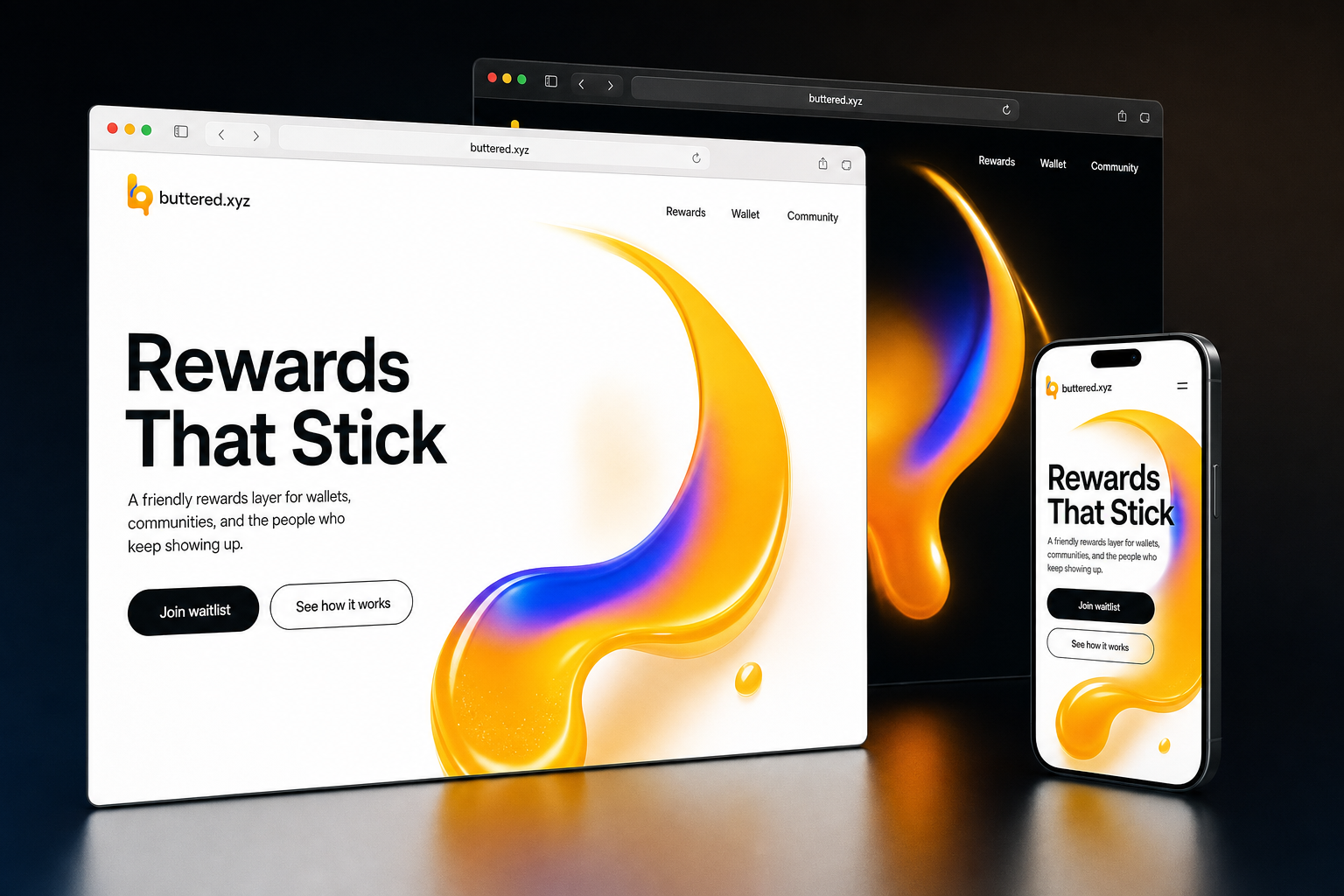 buttered.xyz website concept preview enlarged