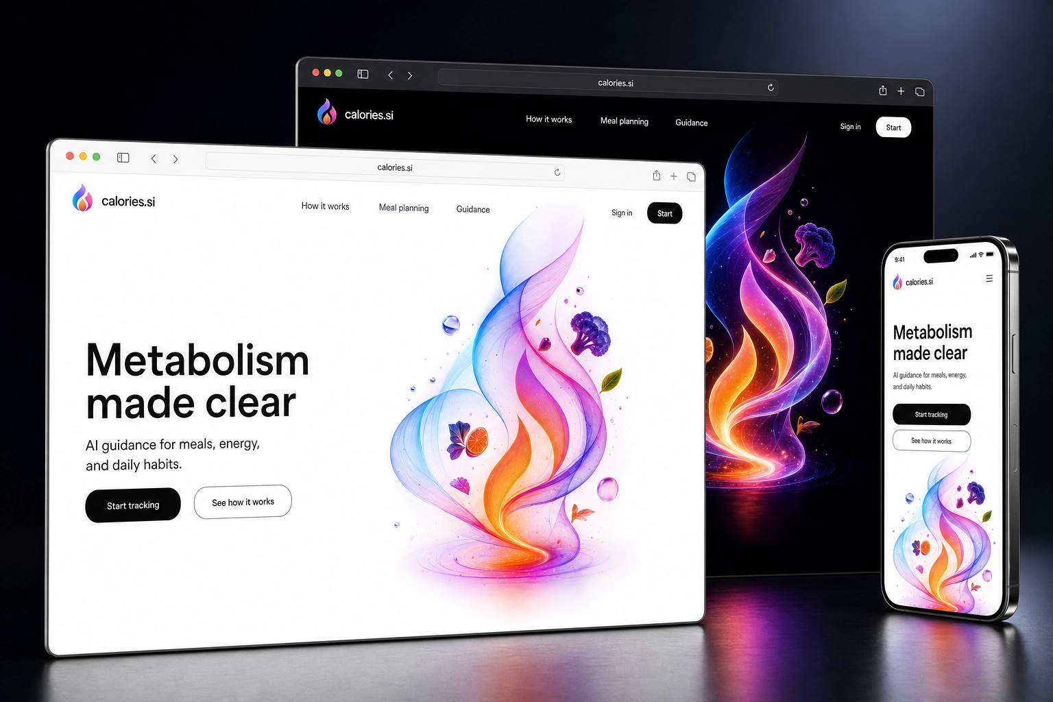 calories.si website concept preview