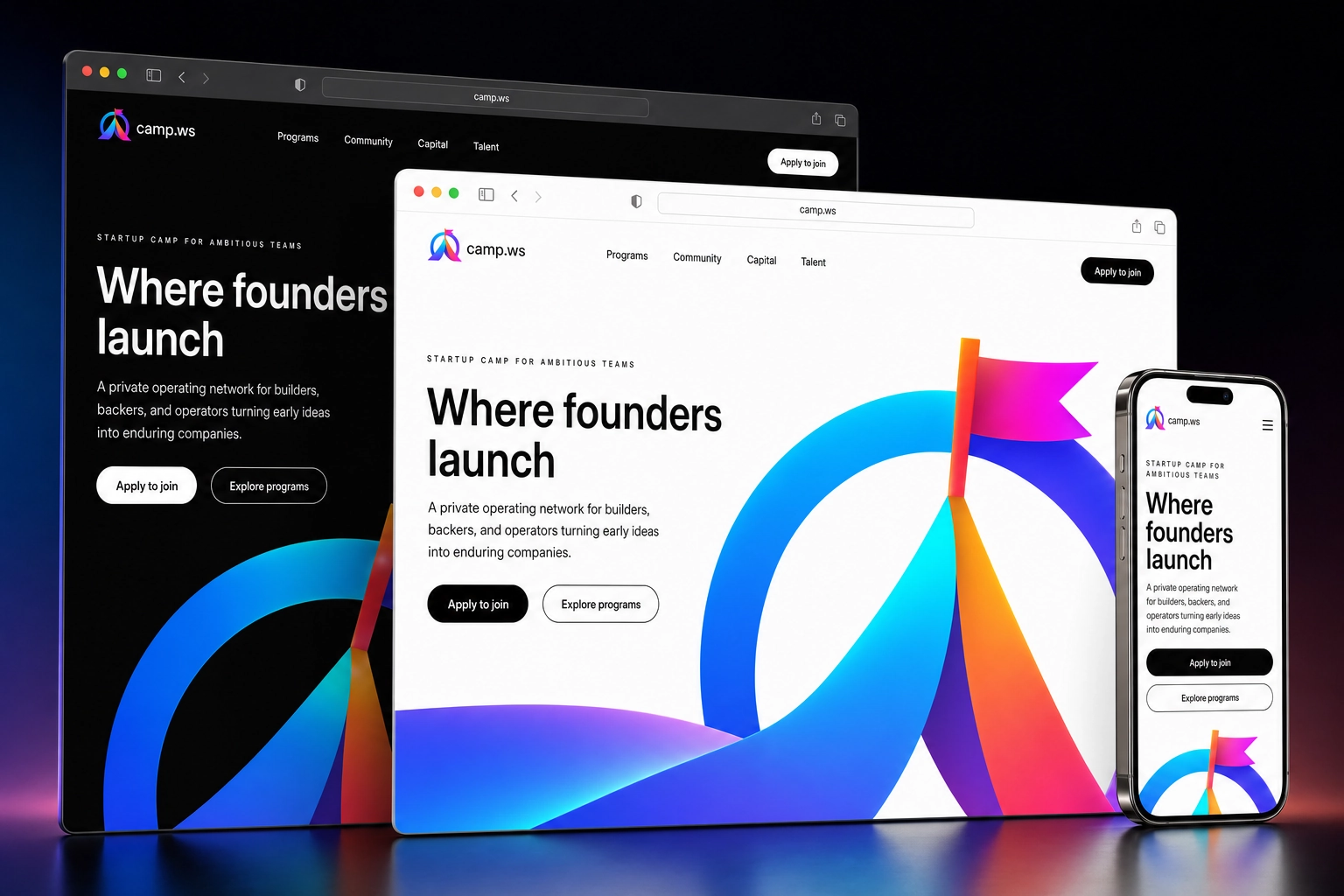 camp.ws website concept preview