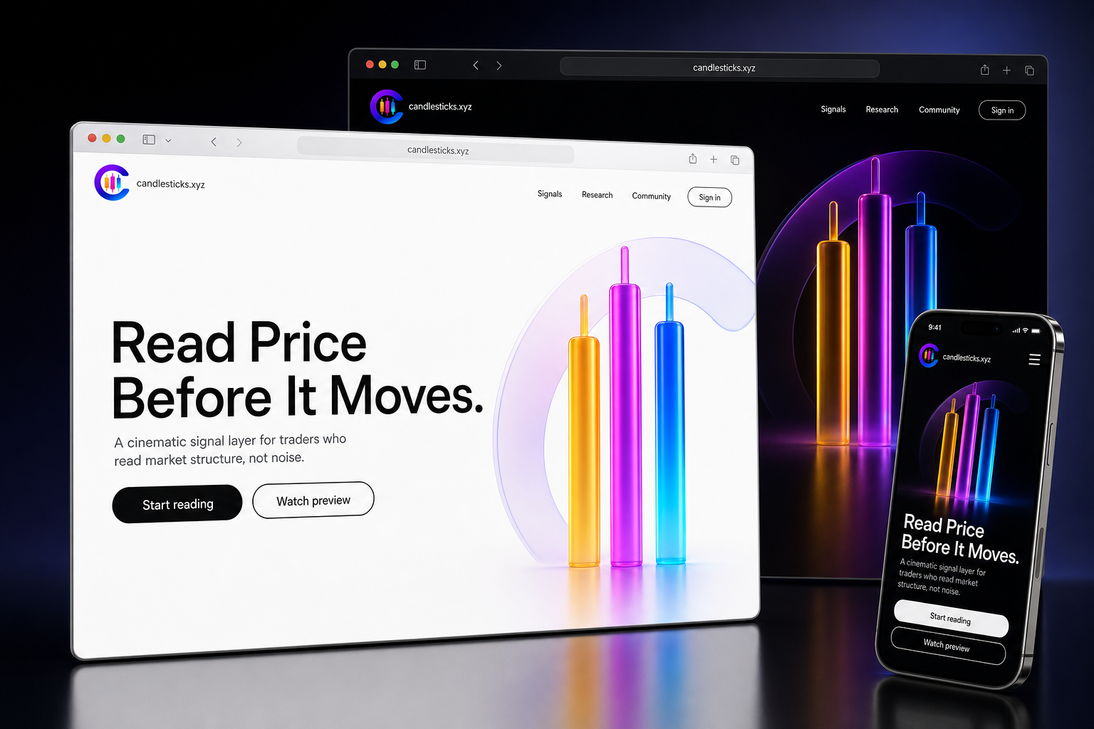 candlesticks.xyz website concept preview