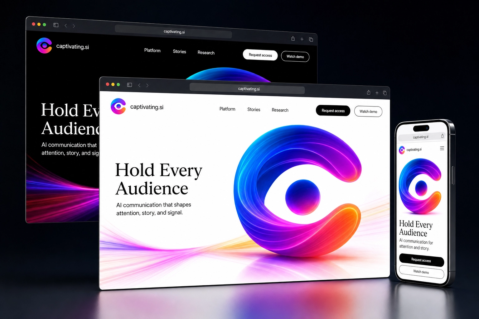 captivating.si website concept preview