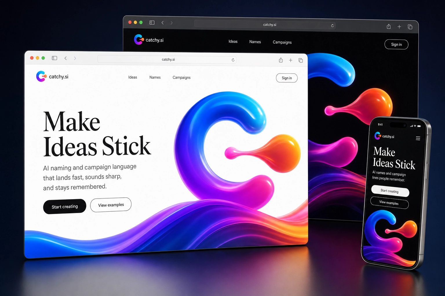 catchy.si website concept preview