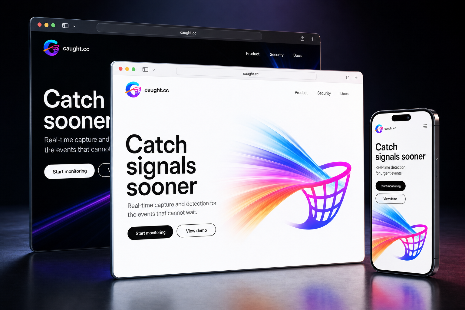 caught.cc website concept preview