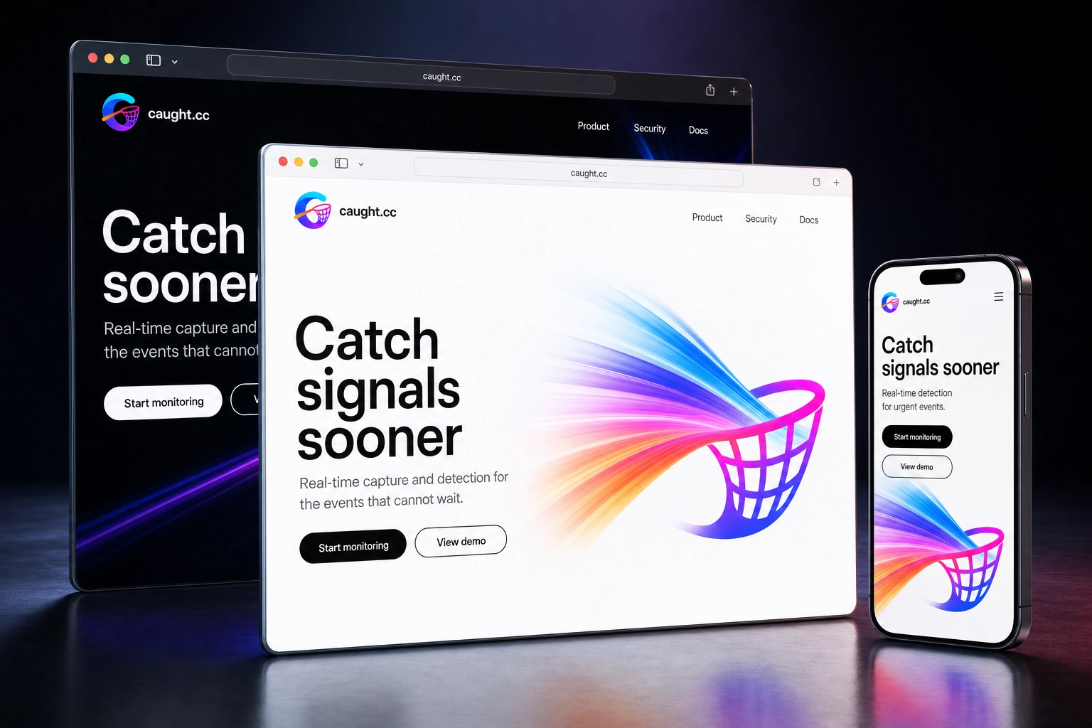 caught.cc website concept preview