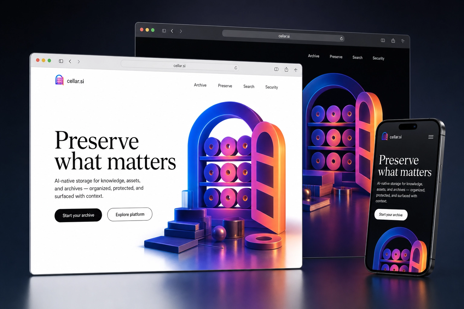 cellar.si website concept preview