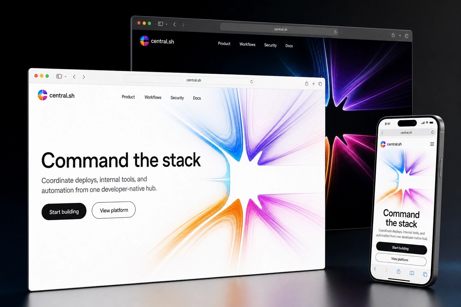 central.sh website concept preview