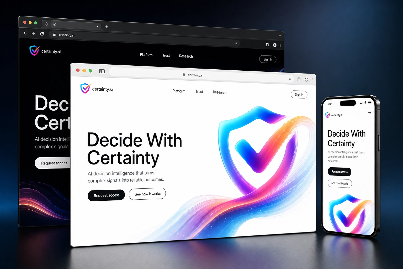 certainty.si website concept preview