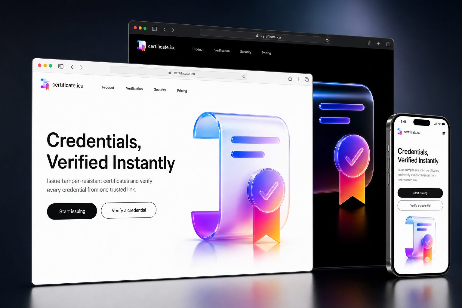 certificate.icu website concept preview