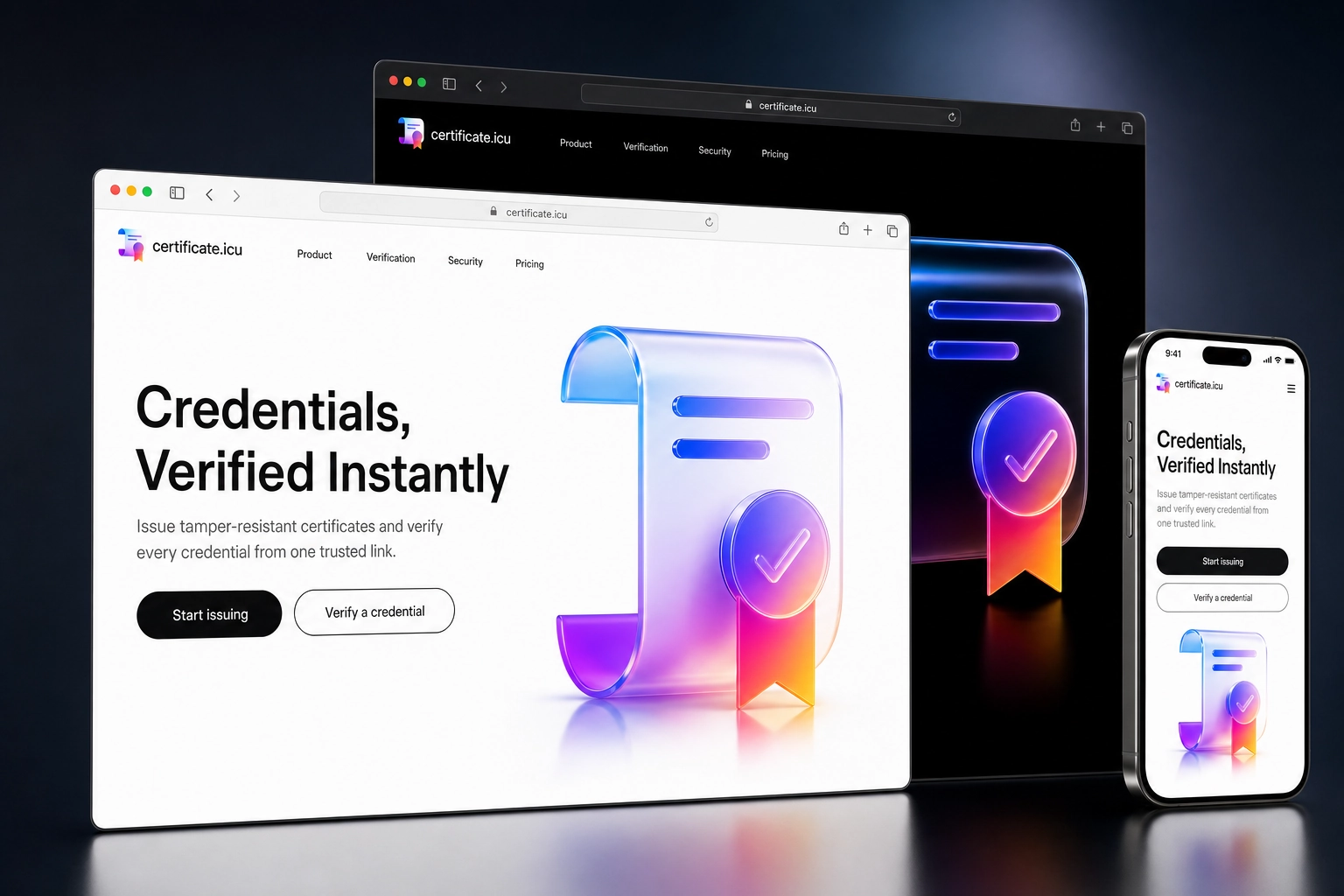certificate.icu website concept preview