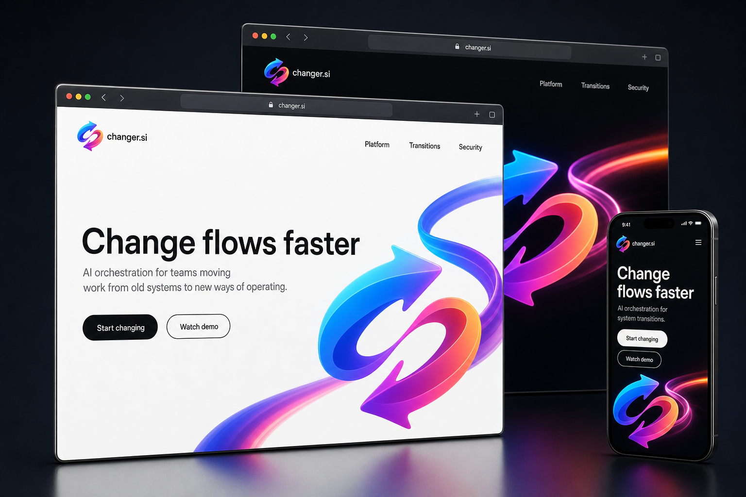 changer.si website concept preview