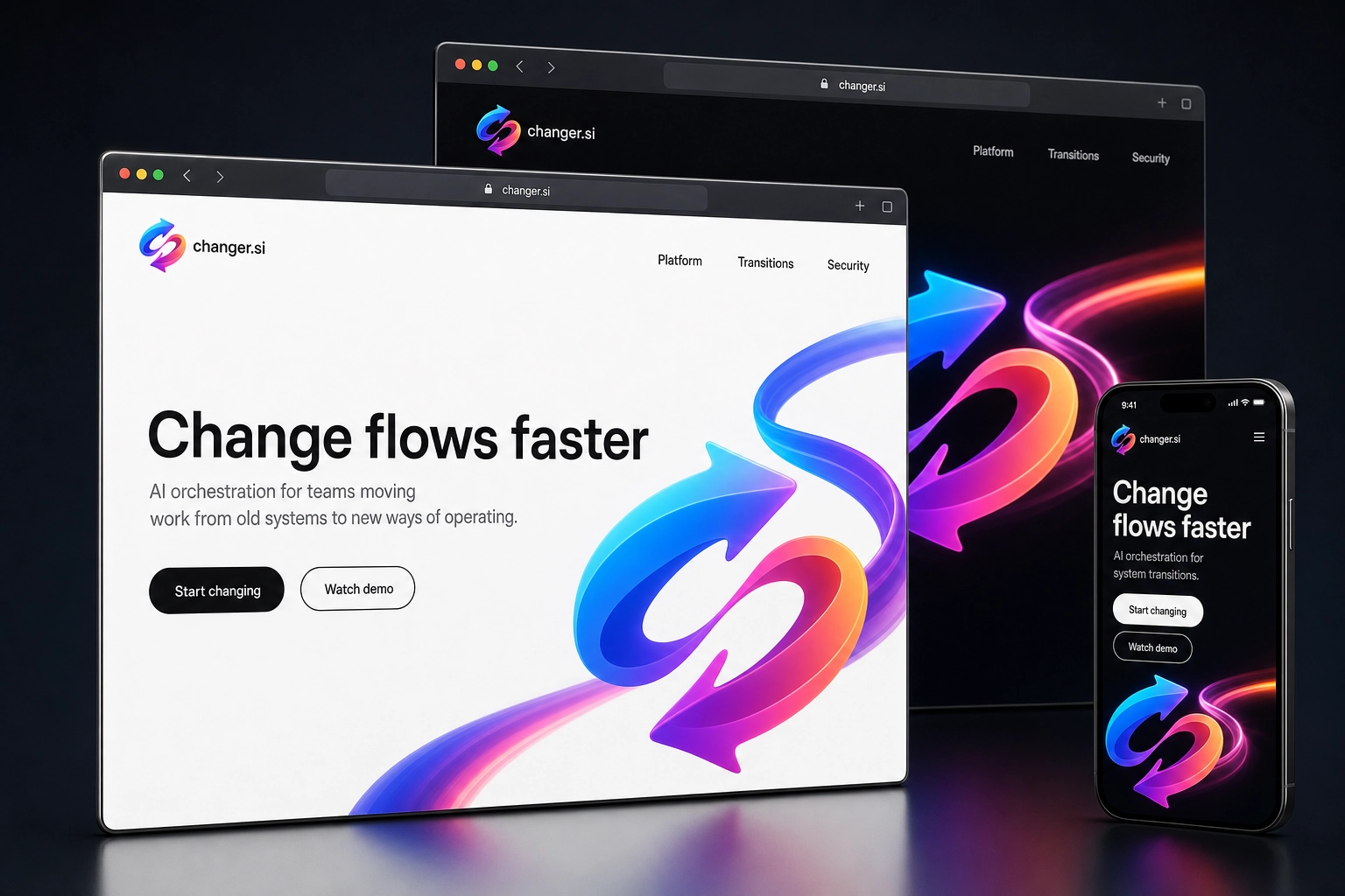 changer.si website concept preview