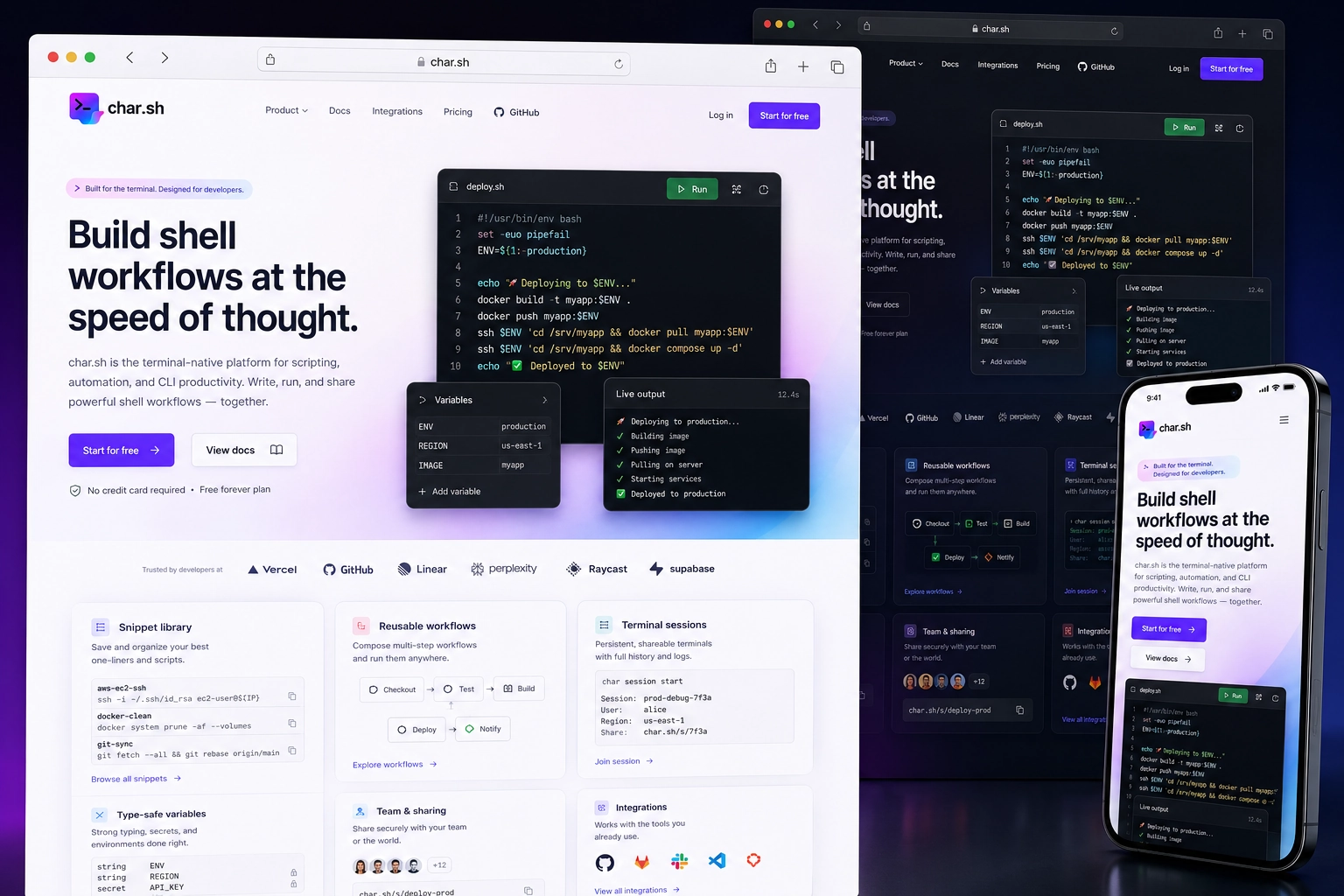 char.sh website concept preview