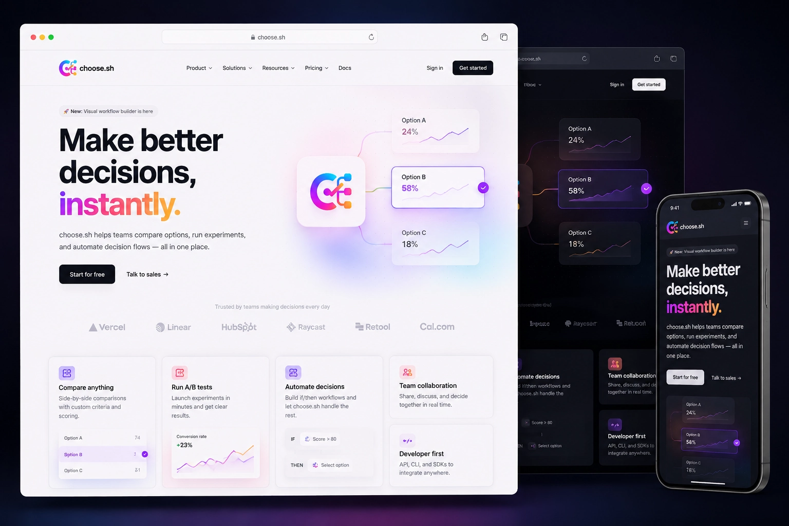 choose.sh website concept preview