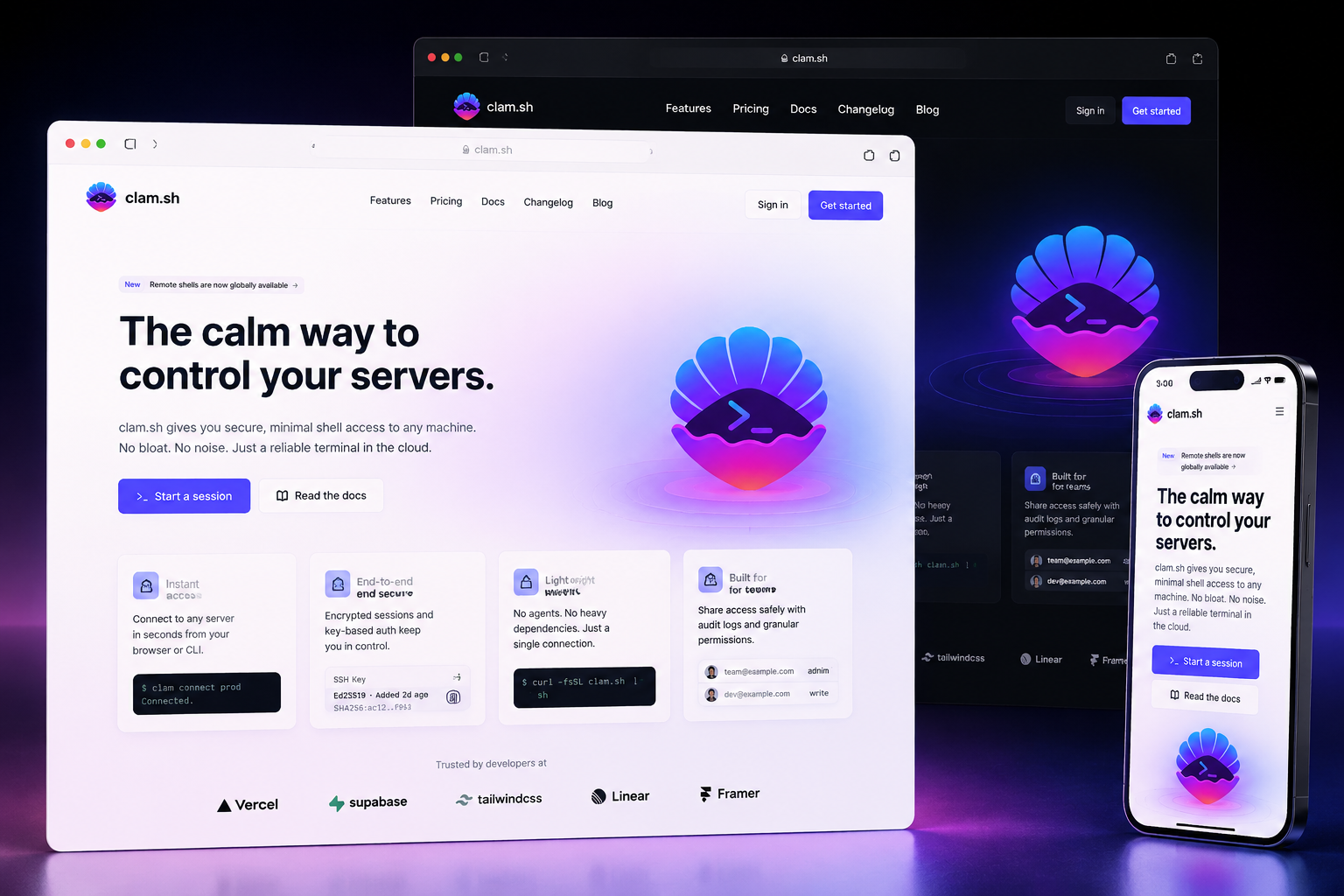 clam.sh website concept preview
