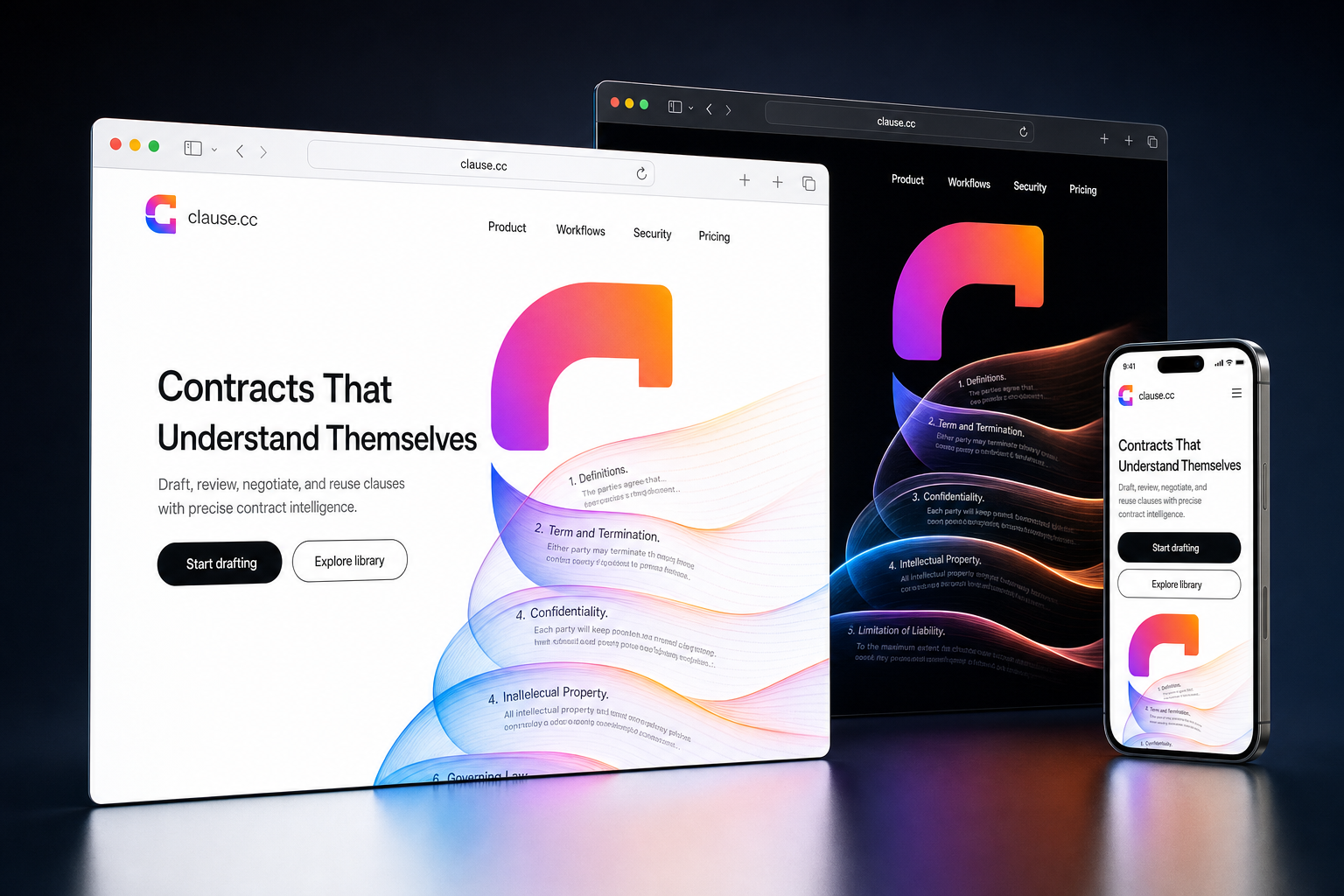 clause.cc website concept preview enlarged