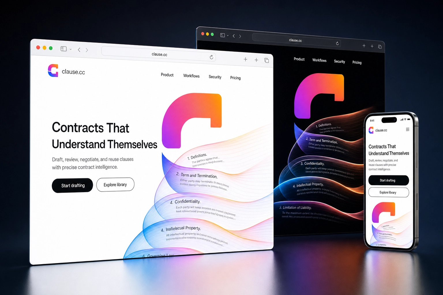 clause.cc website concept preview