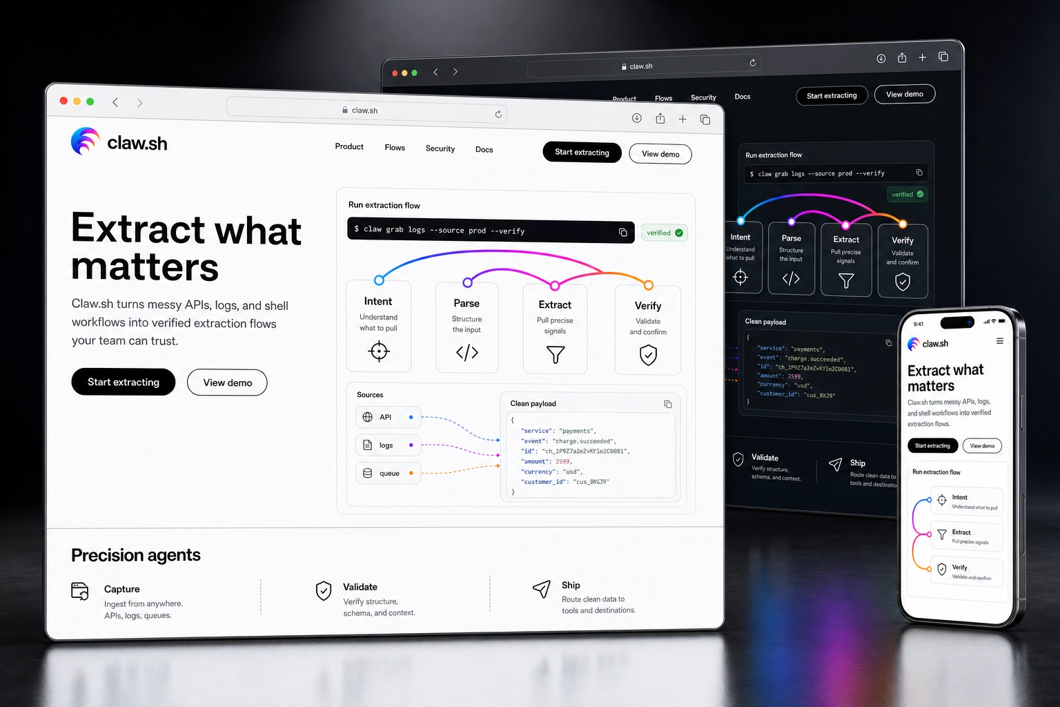 claw.sh website concept preview