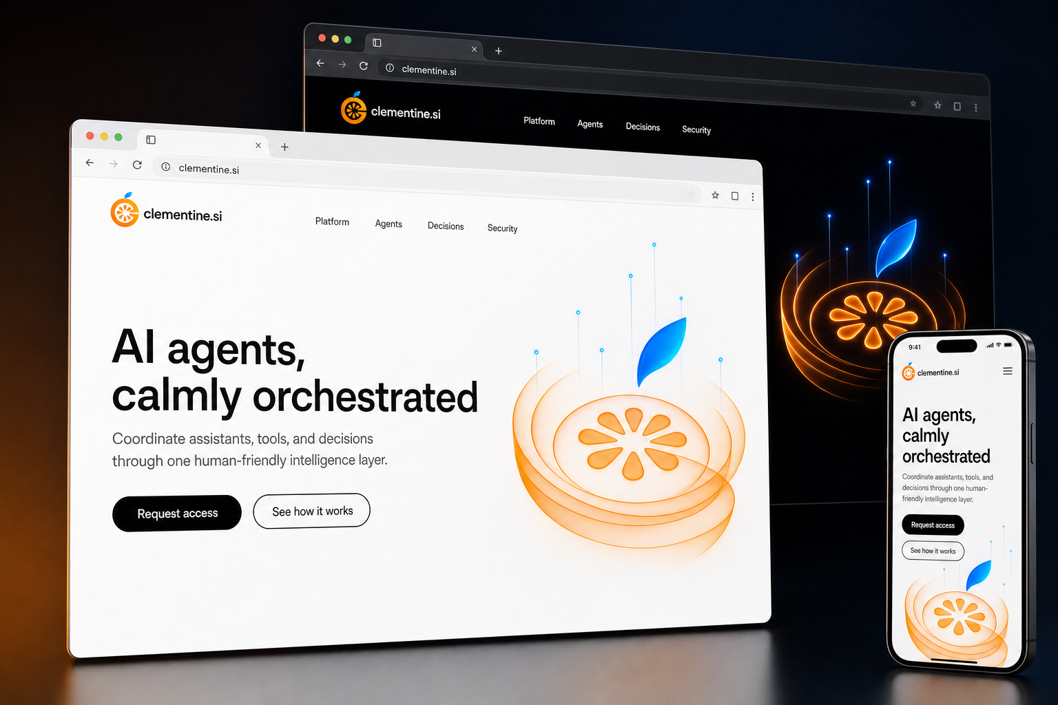 clementine.si website concept preview enlarged