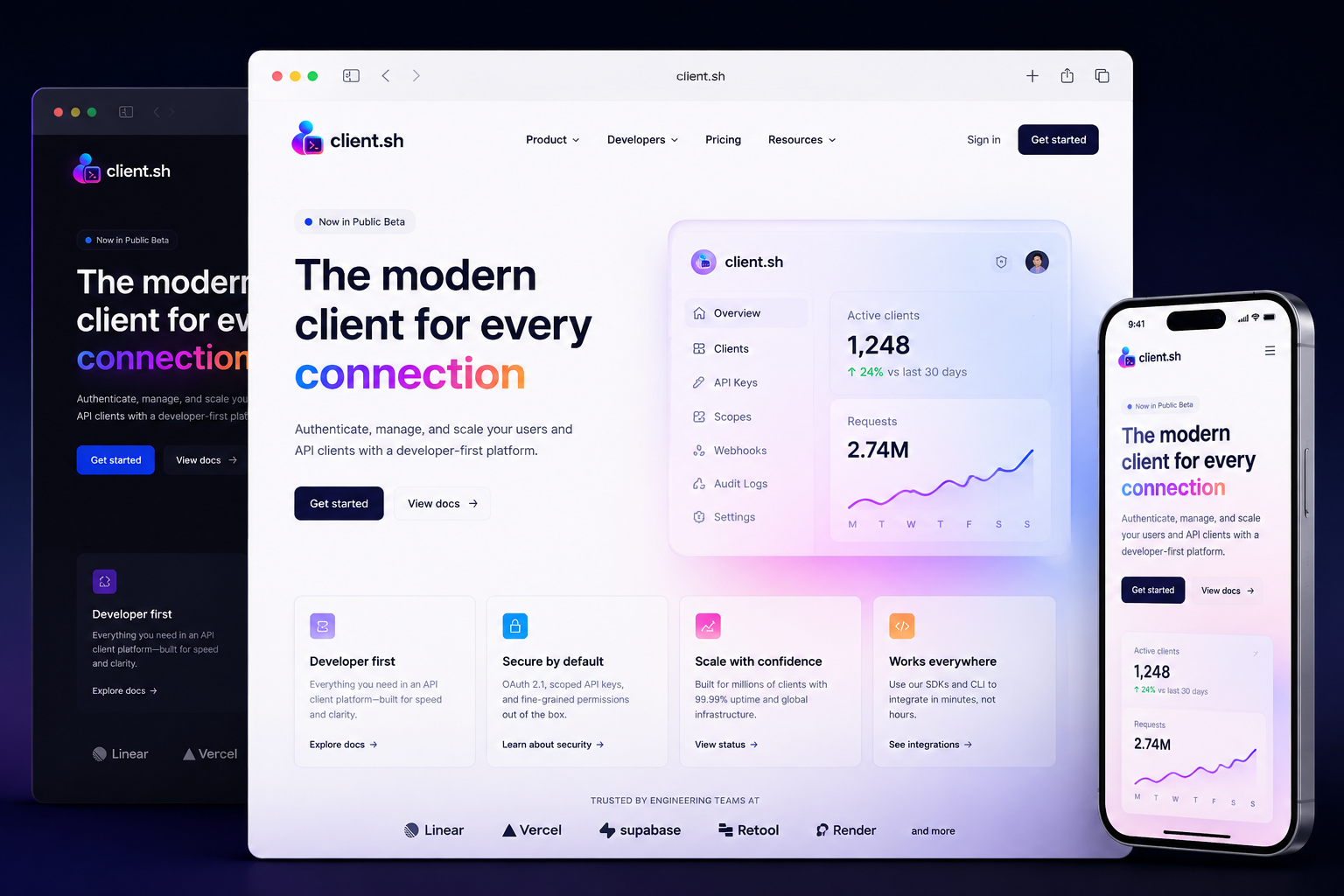 client.sh website concept preview
