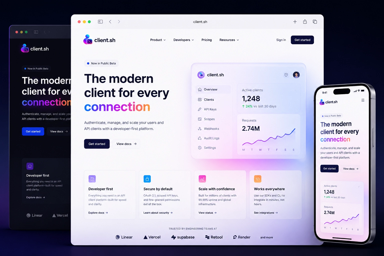 client.sh website concept preview