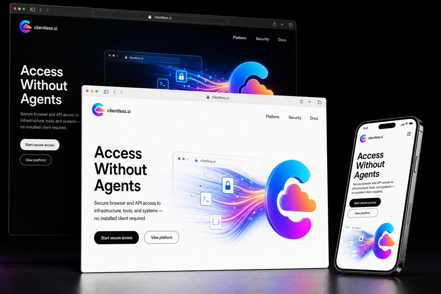 clientless.si website concept preview