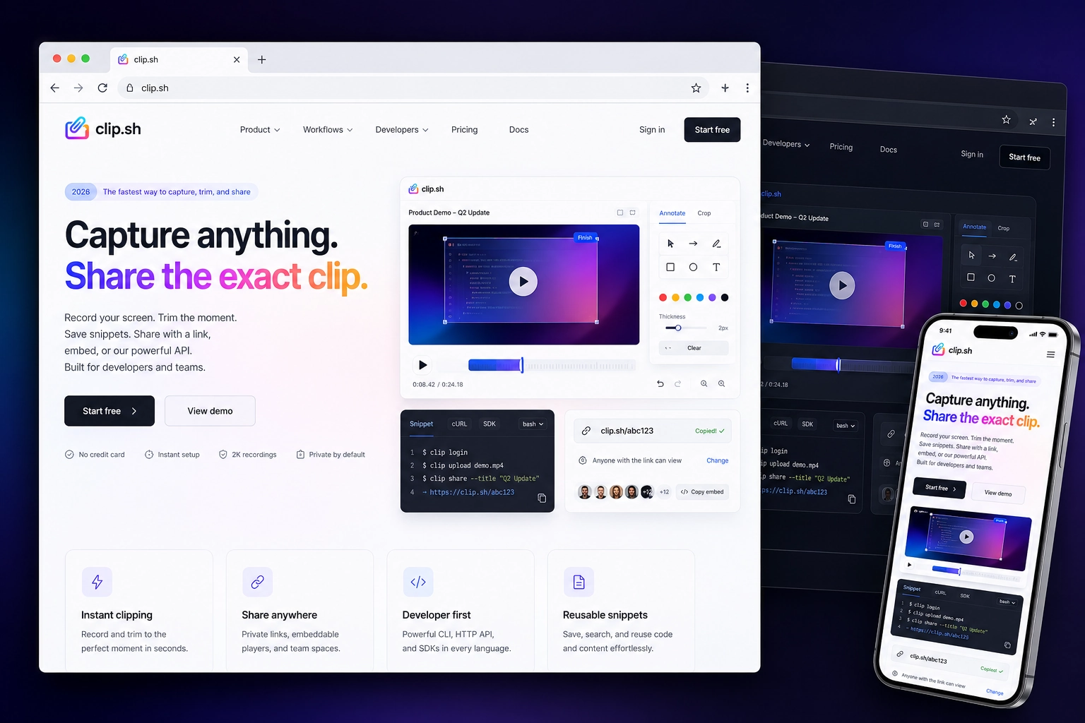 clip.sh website concept preview