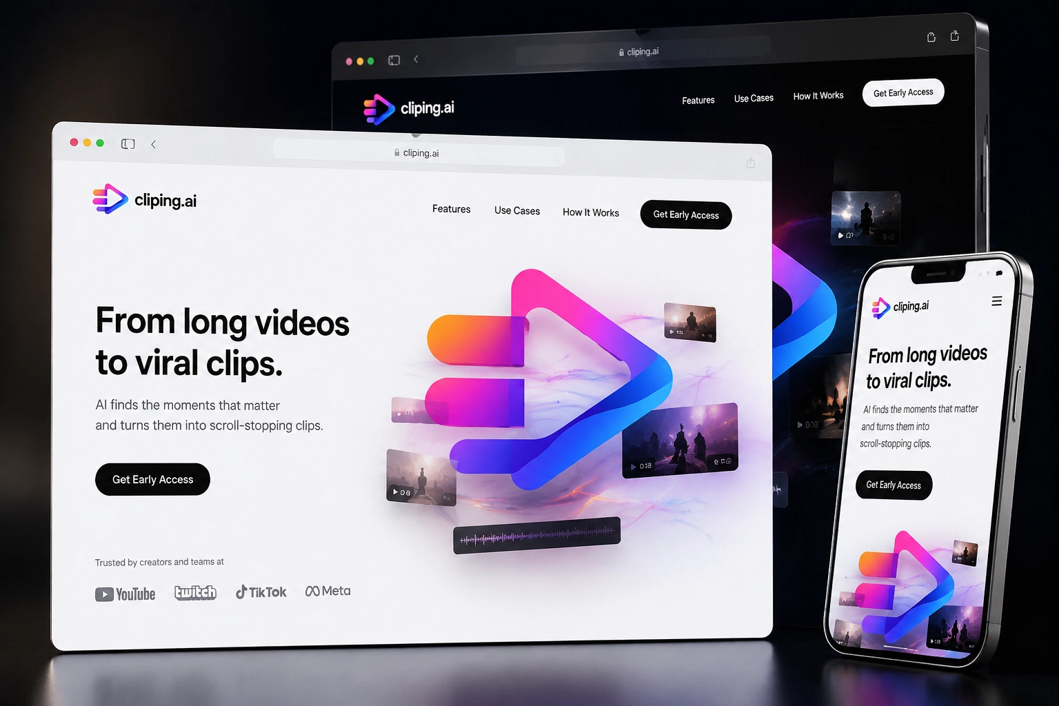 cliping.ai website concept preview