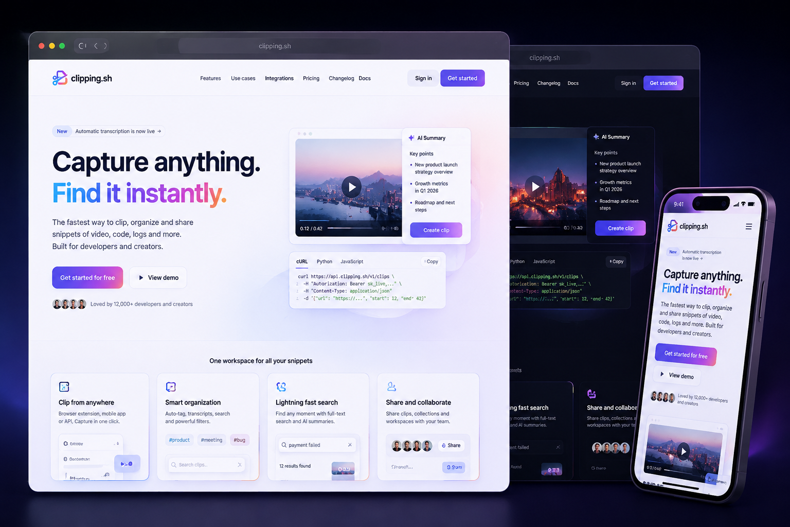 clipping.sh website concept preview