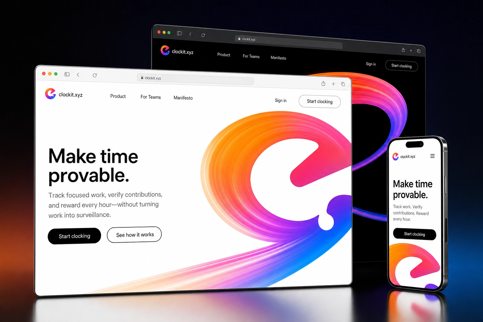 clockit.xyz website concept preview