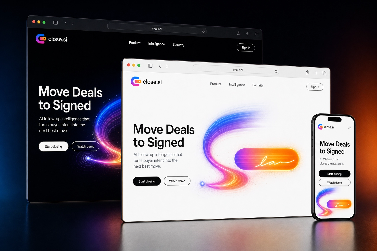 close.si website concept preview