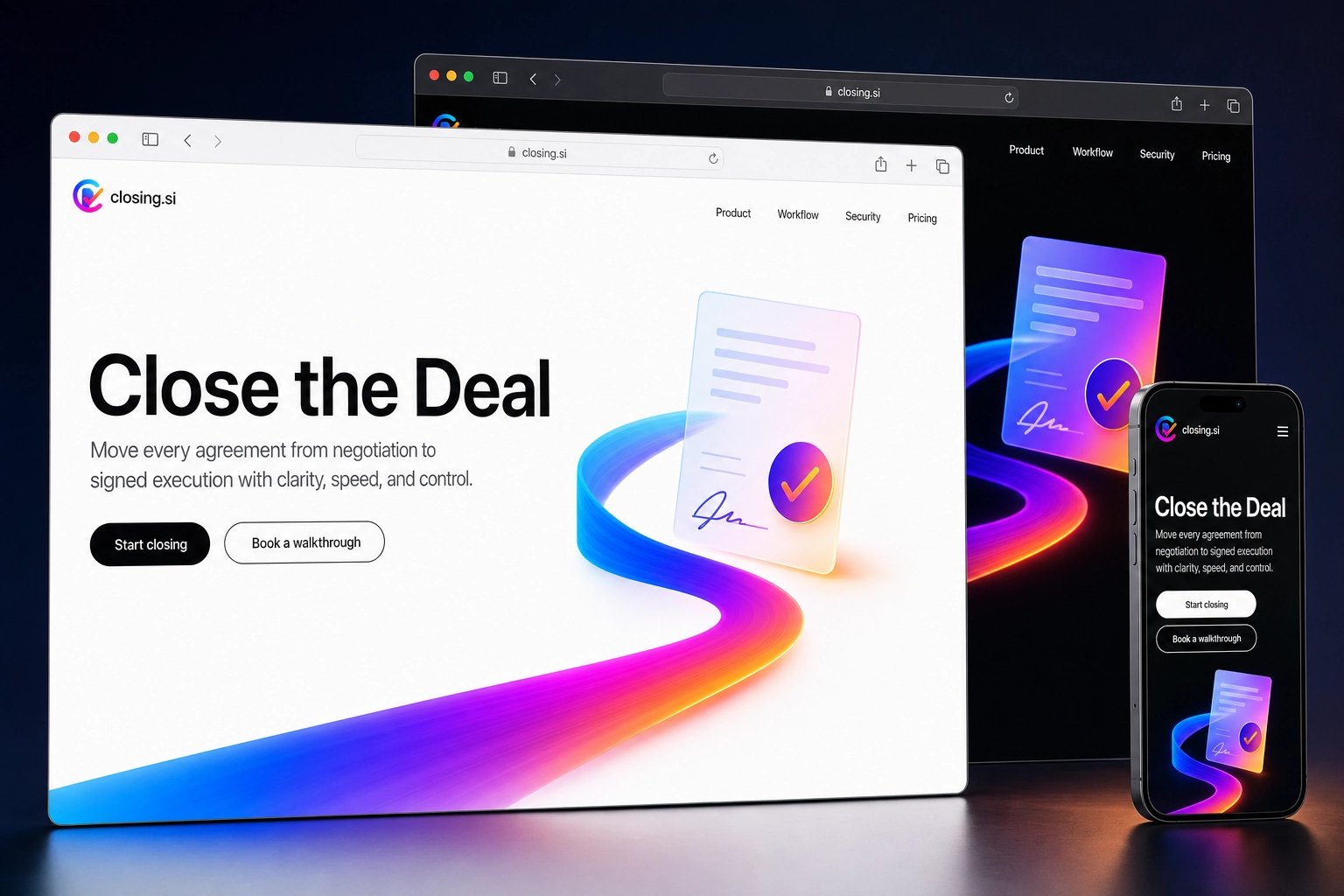closing.si website concept preview
