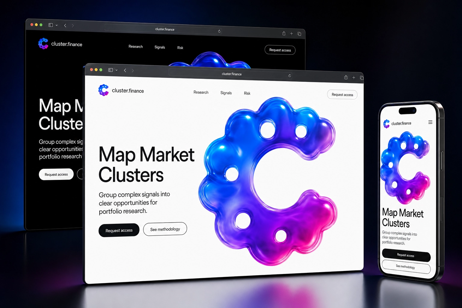 cluster.finance website concept preview