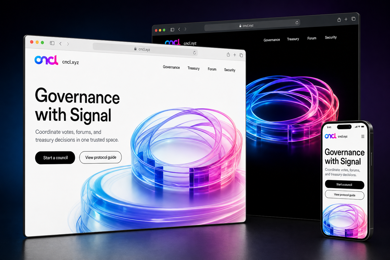 cncl.xyz website concept preview enlarged